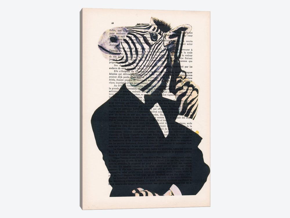 James Bond Zebra II, Text by Coco de Paris 1-piece Canvas Print