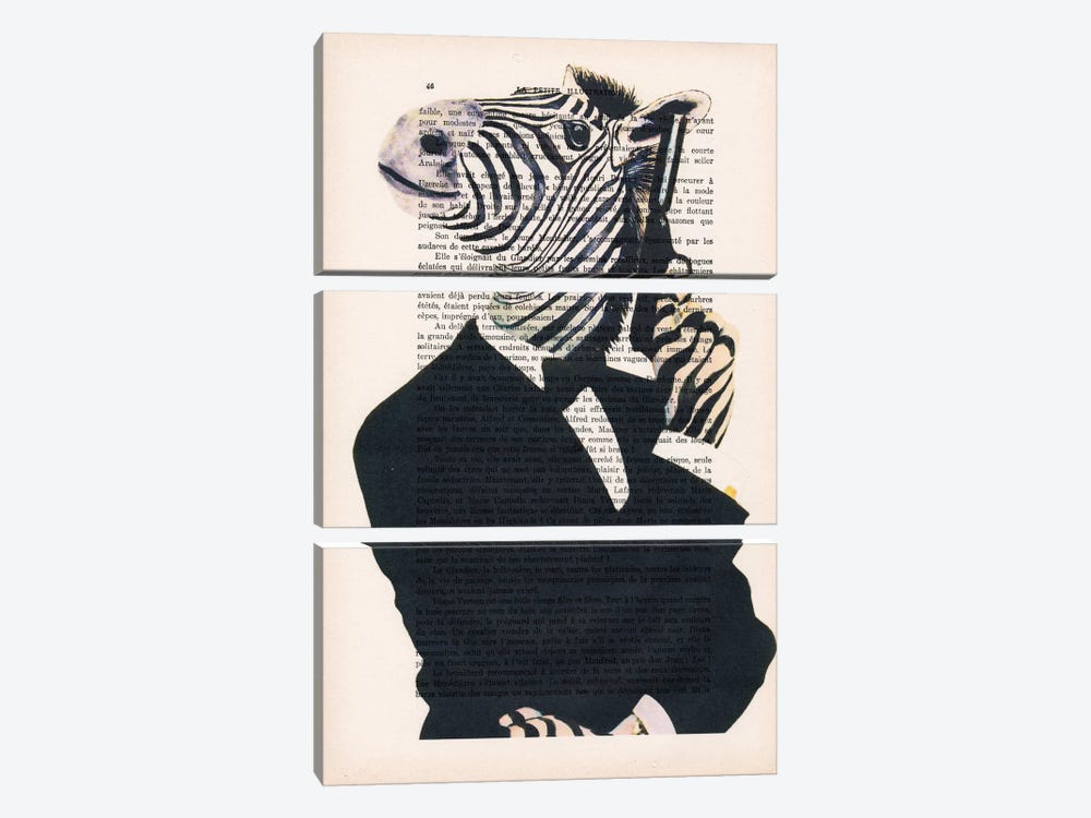 James Bond Zebra II, Text by Coco de Paris 3-piece Art Print