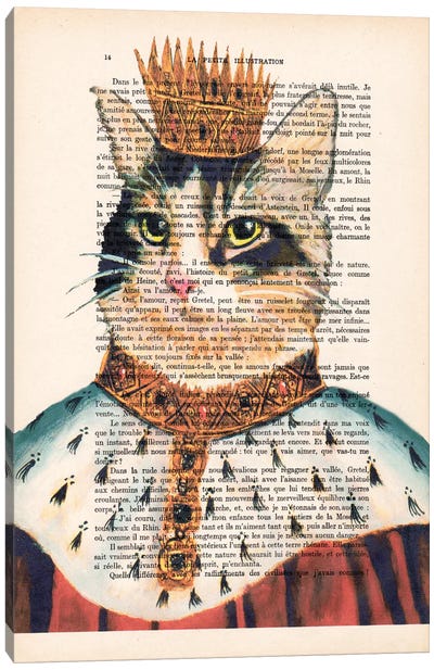 King Cat Canvas Art Print - Cat Art