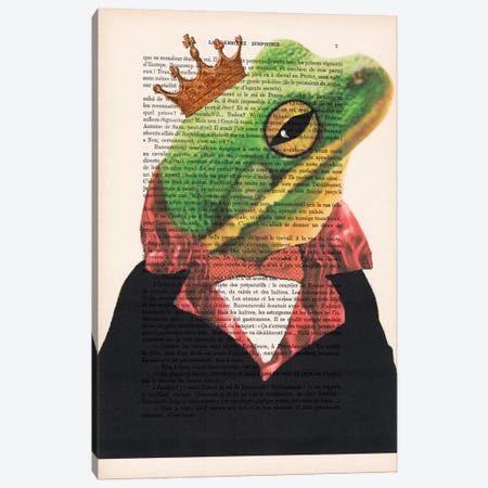 King Frog Canvas Print #COC113} by Coco de Paris Canvas Wall Art