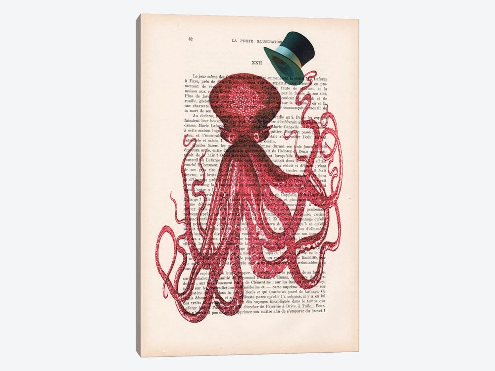 Octopus With Hat by Coco de Paris 1-piece Canvas Wall Art