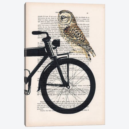 Owl On Bicycle Canvas Print #COC120} by Coco de Paris Art Print