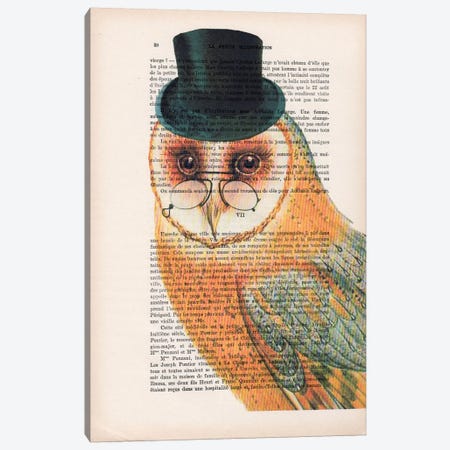 Owl Wit Hat Canvas Print #COC121} by Coco de Paris Canvas Art Print