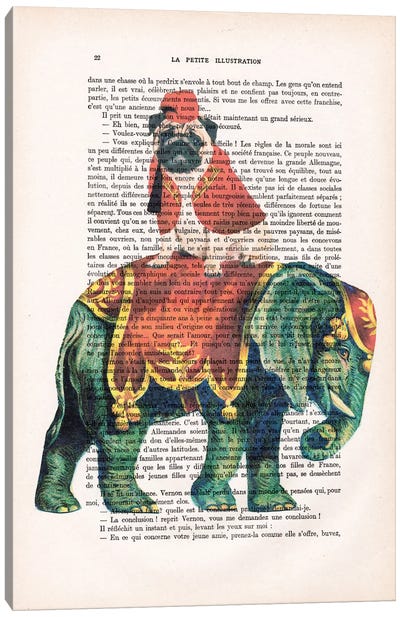 Pug On Elephant Canvas Art Print - Circus Art