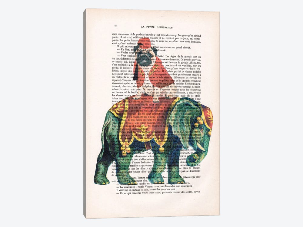 Pug On Elephant by Coco de Paris 1-piece Art Print