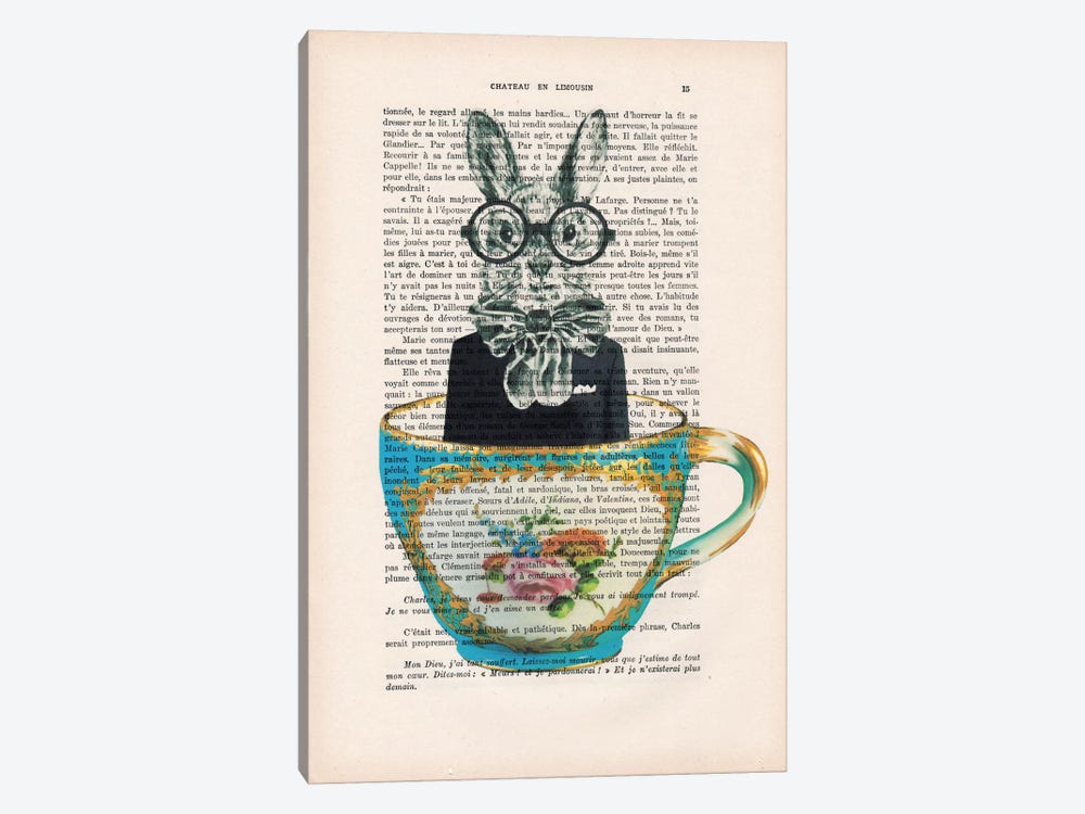 Rabbit In A Cup by Coco de Paris 1-piece Canvas Print