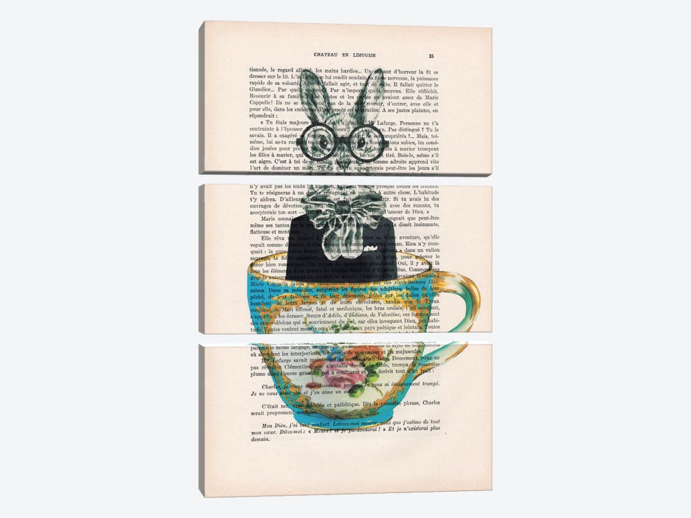 Rabbit In A Cup by Coco de Paris 3-piece Canvas Art Print