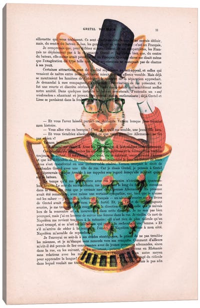 Rabbit With Hat In A Cup Canvas Art Print