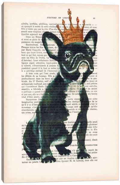 Royal Bulldog Canvas Art Print - Crown Art