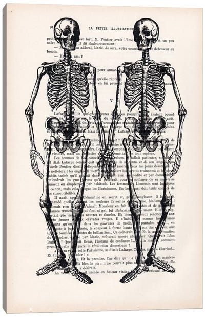 Skeleton Friends Canvas Art Print - Skeleton Art