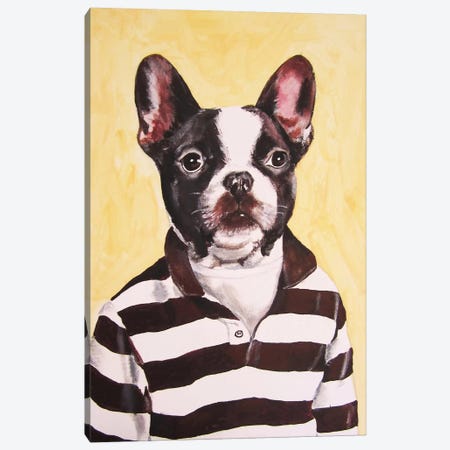 Bulldog With Stripy Shirt Canvas Print #COC13} by Coco de Paris Art Print