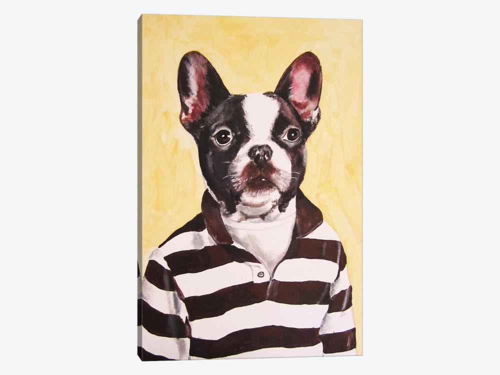 Bulldog With Stripy Shirt by Coco de Paris 1-piece Canvas Artwork