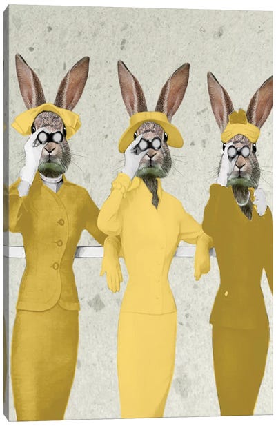 Vintage Rabbits Canvas Art Print - Women's Suit Art