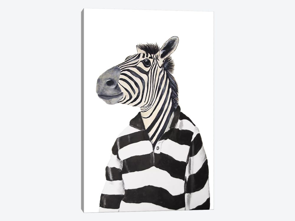 Zebra With Stripy Shirt by Coco de Paris 1-piece Art Print