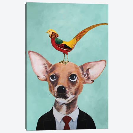 Chihuahua With Bird Canvas Print #COC148} by Coco de Paris Canvas Print