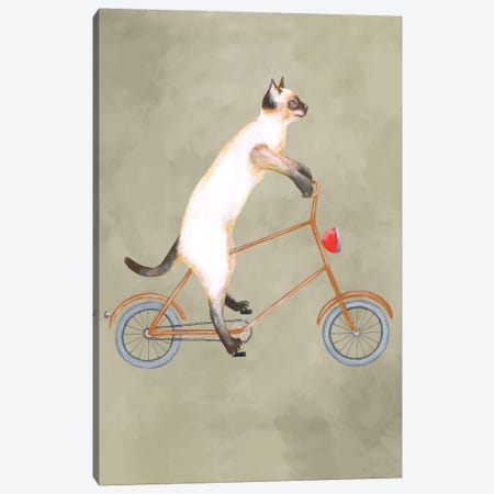 Cat On Bicycle Canvas Print #COC14} by Coco de Paris Canvas Artwork