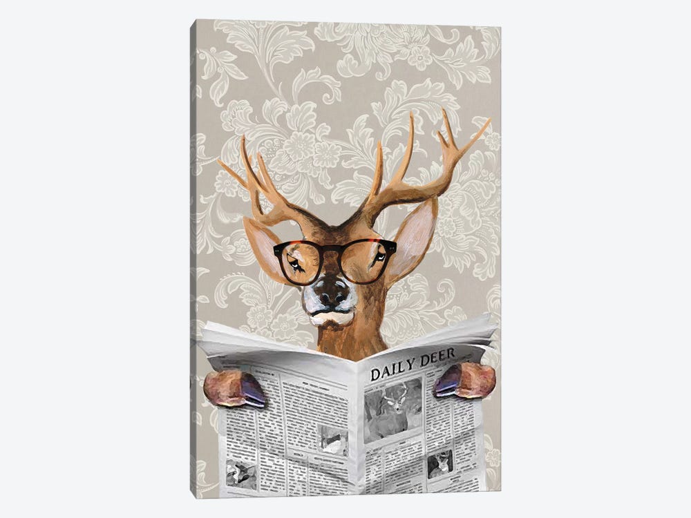 Deer Reading Newspaper by Coco de Paris 1-piece Art Print