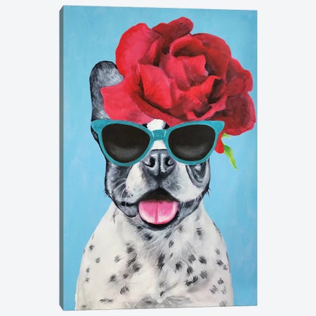 Fashion Bulldog Blue Canvas Print #COC155} by Coco de Paris Canvas Art Print