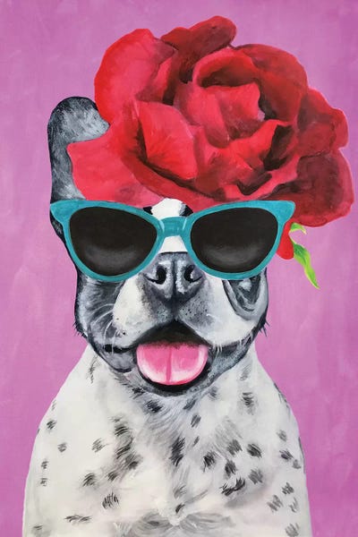 Fashion Bulldog Pink by Coco de Paris metal wall art