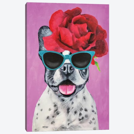 Fashion Bulldog Pink Canvas Print #COC156} by Coco de Paris Canvas Print