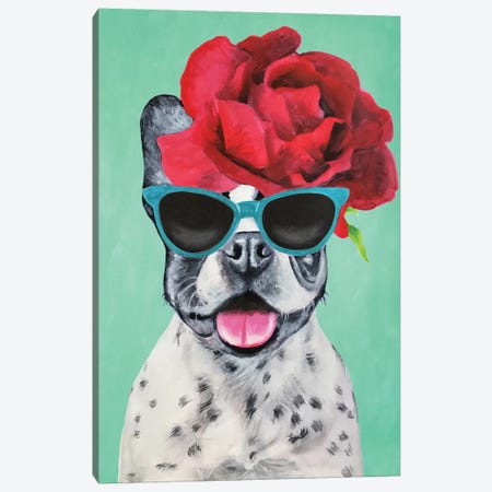 Fashion Bulldog Turquoise Canvas Print #COC157} by Coco de Paris Canvas Print