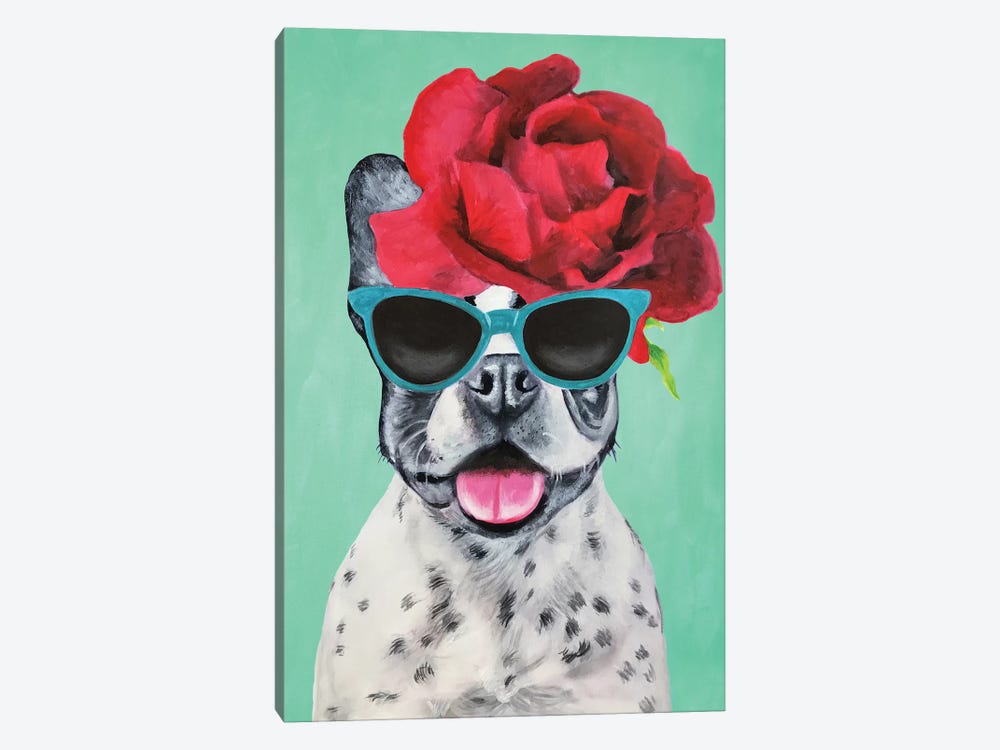 Fashion Bulldog Turquoise by Coco de Paris 1-piece Canvas Artwork