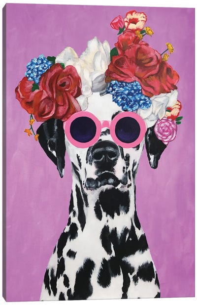 Fashion Dalmatian Pink Canvas Art Print - Hydrangea Art
