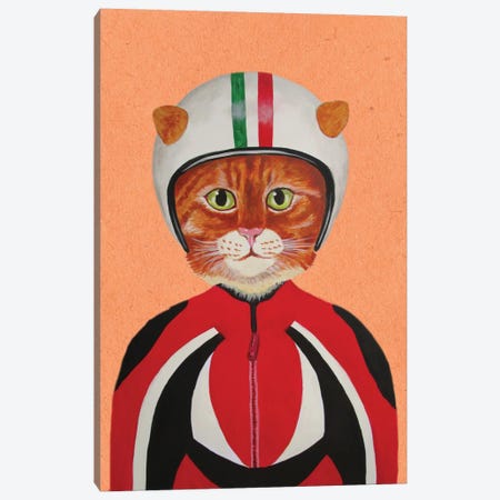 Cat With Helmet Canvas Print #COC15} by Coco de Paris Canvas Artwork