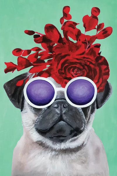 Pugs: Fashion Pug Turquoise by Coco de Paris