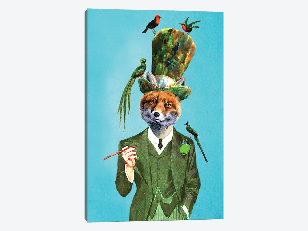 Fox With Hat And Birds by Coco de Paris 1-piece Canvas Art Print