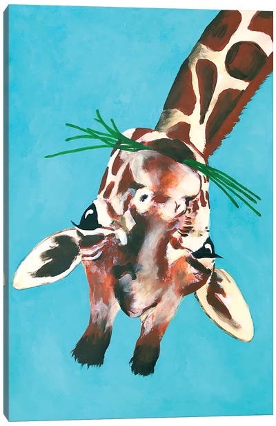 Giraffe Upside Down Canvas Art Print - Coco de Paris