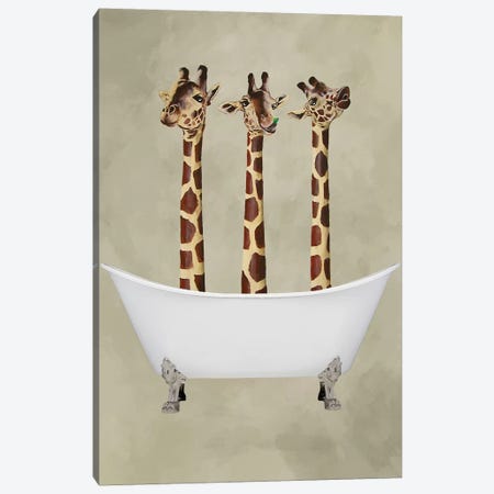 Giraffes In Bathtub Canvas Print #COC167} by Coco de Paris Canvas Wall Art