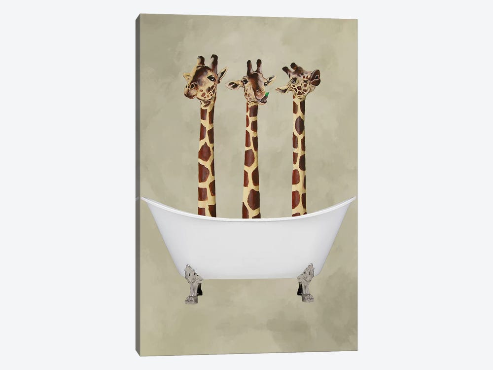 Giraffes In Bathtub by Coco de Paris 1-piece Canvas Print