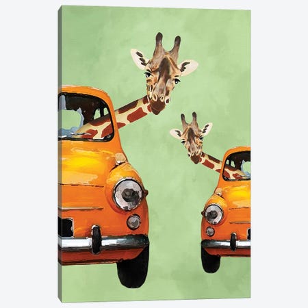 Giraffes In Yellow Cars Canvas Print #COC168} by Coco de Paris Canvas Art Print