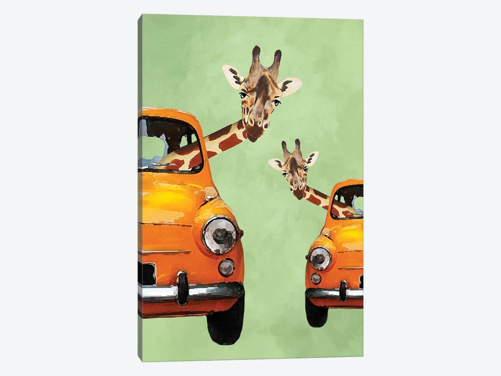 Giraffes In Yellow Cars by Coco de Paris 1-piece Canvas Art