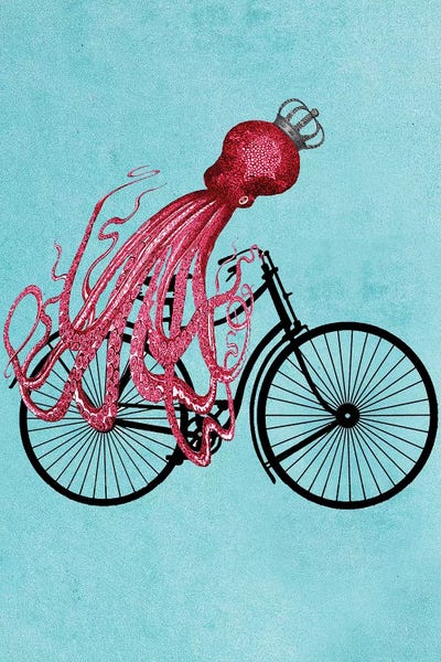 Octopus On Bicycle by Coco de Paris framed canvas print
