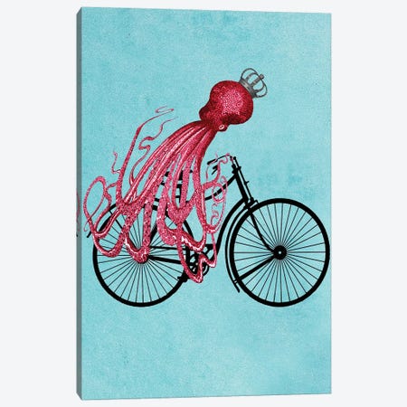 Octopus On Bicycle Canvas Print #COC171} by Coco de Paris Canvas Artwork
