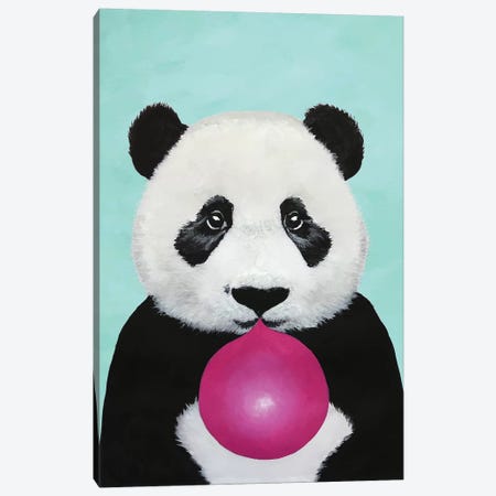 Bubblegum Panda, Turquoise Canvas Print #COC180} by Coco de Paris Canvas Print