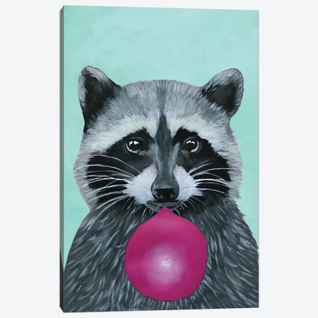 Bubblegum Raccoon, Turquoise Canvas Print #COC181} by Coco de Paris Canvas Print