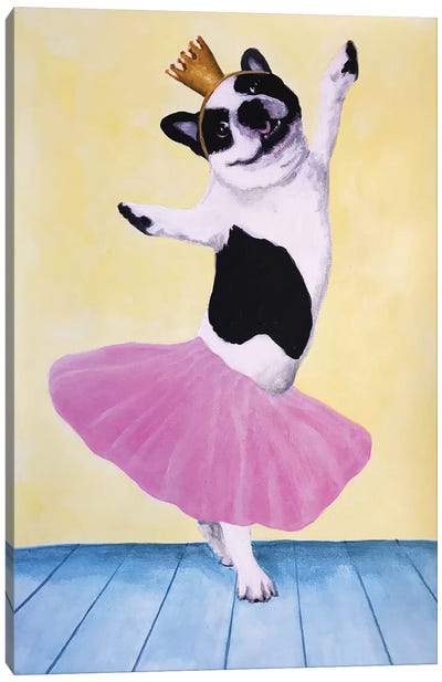 Bulldog Ballet Canvas Art Print - Princes & Princesses