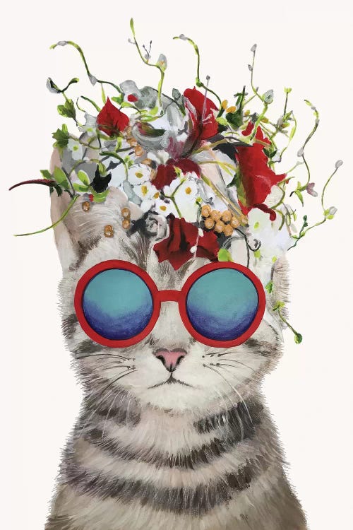 Cat Flower Power, White