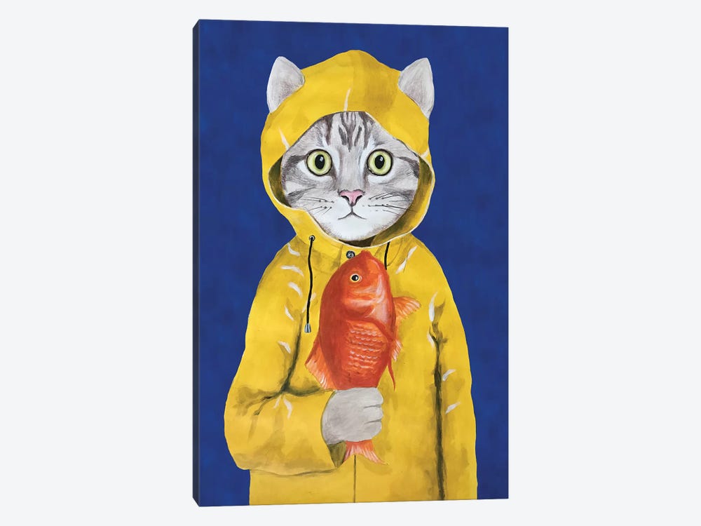 Cat With Fish by Coco de Paris 1-piece Canvas Art