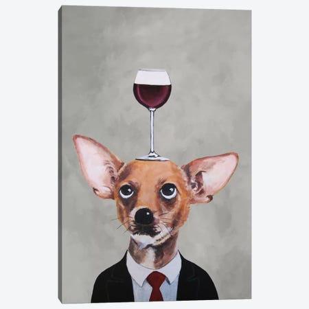 Chihuahua With Wineglass Canvas Print #COC18} by Coco de Paris Canvas Art Print