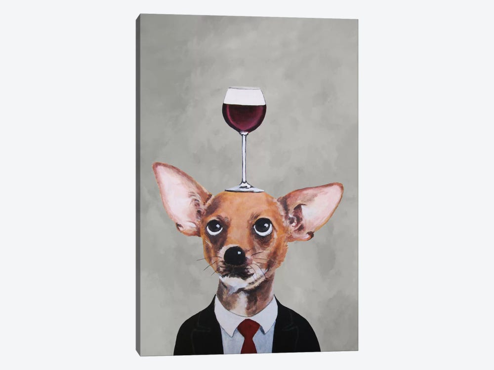 Chihuahua With Wineglass by Coco de Paris 1-piece Canvas Print
