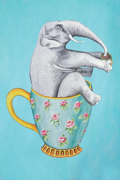 Elephant In Cup, Blue