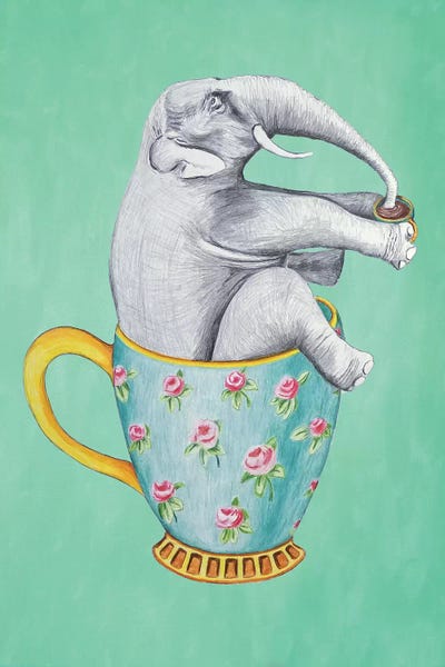 Elephant In Cup, Turquoise