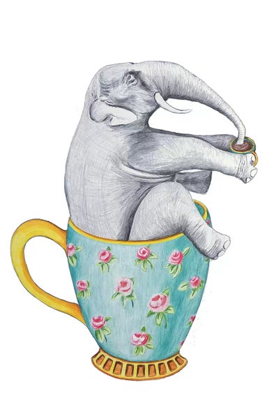 Elephant In Cup, White