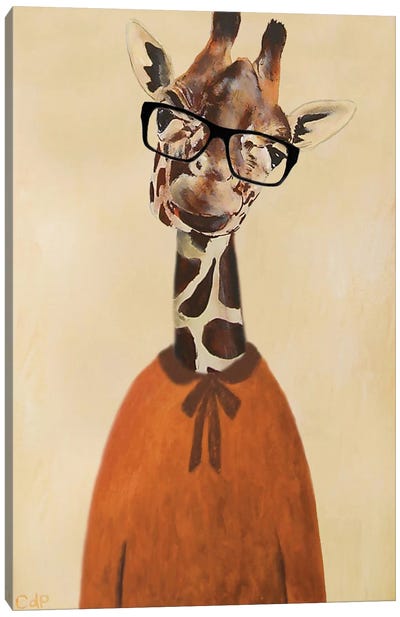 Clever Giraffe Canvas Art Print - Giraffe Art