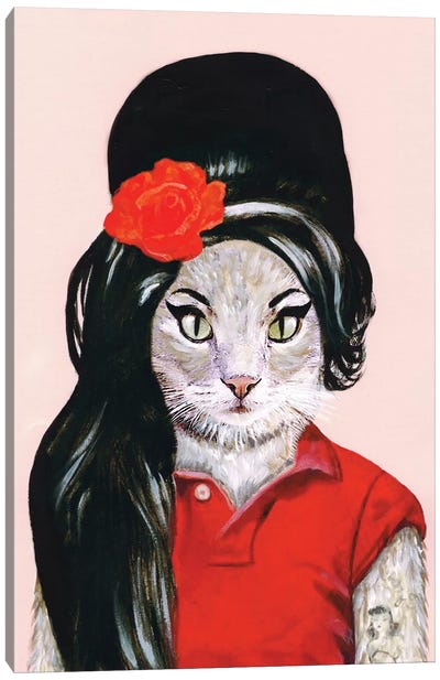 Amy Winehouse Cat Canvas Art Print - Amy Winehouse