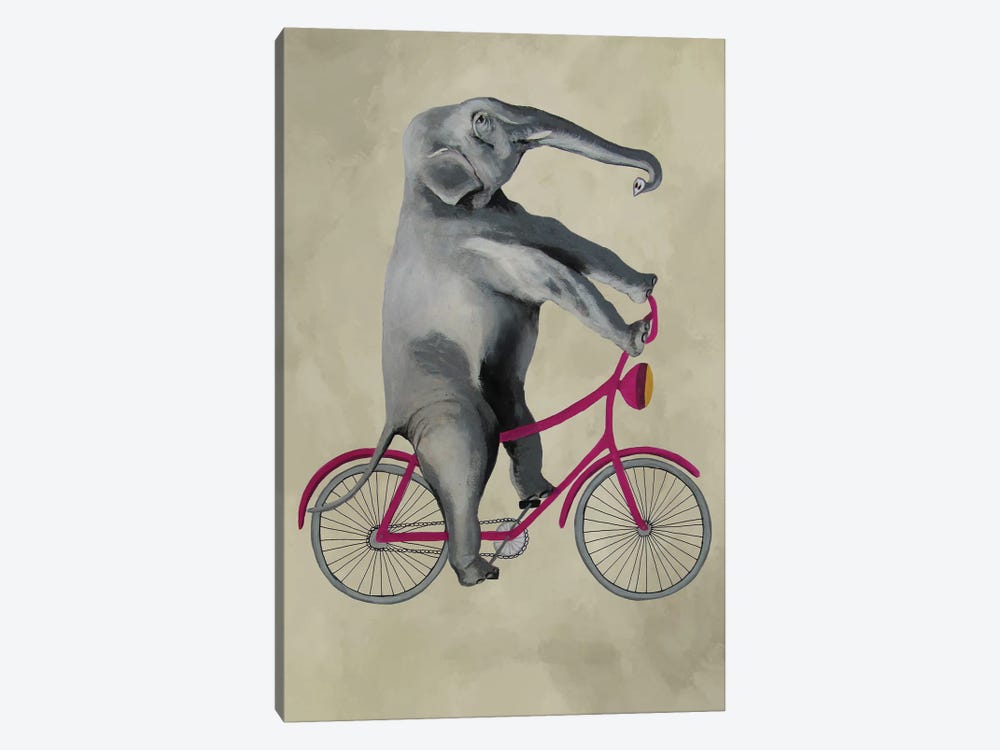 Elephant On Bicycle, Beige by Coco de Paris 1-piece Canvas Art Print